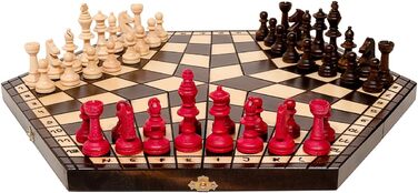 Шахи ручної роботи для 3 гравців | Master of Chess | Шахівниця середнього розміру 33x28 см | Шахи для дітей та дорослих - Engelhart Преміум якість, масивне дерево