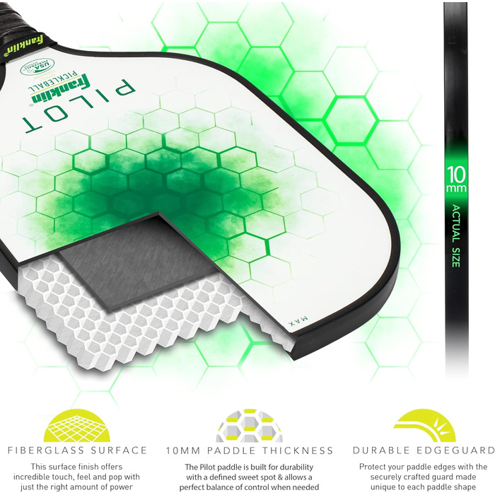 Піклбол ракетка Franklin Sports Paddle Pilot, універсальна, зелена