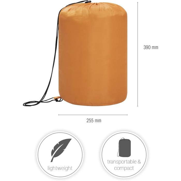 Спальний мішок Paco Home для дорослих та дітей. Дихаючий, водонепроникний, для кемпінгу та подорожей. Оранжевий, 220x70x4 см