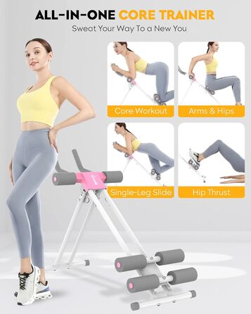 Тренування пресу GuuG: компактний тренажер для дому, для чоловіків та жінок, рожевий