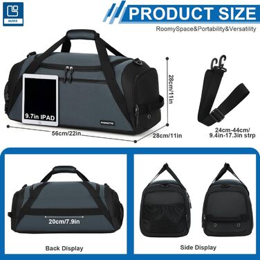 Спортивна сумка FIORETTO 35L з відділенням для взуття та мокрих речей, водонепроникна, для тренувань, спортзалу, подорожей, плавання, сауни, футболу (зелена)