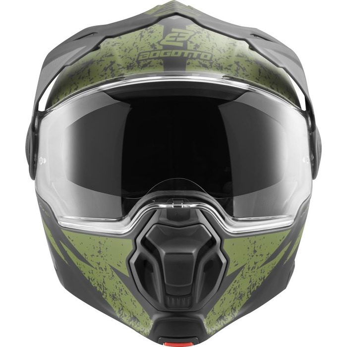 Шолом мотоциклетний Bogotto FG-102 Safari Fiberglas, чорний/сірий/зелений, M