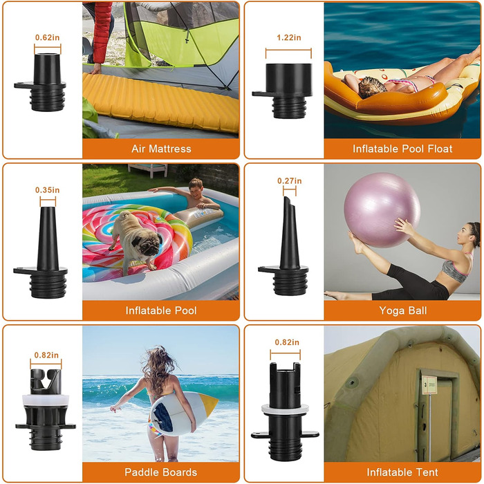 Електричний надувний насос AGPtEK 6000mAh для SUP, матраців, наметів та човнів. 16 PSI, 12V, акумуляторний компресор