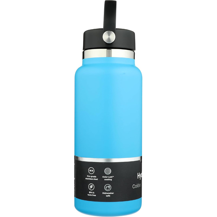 Термос-пляшка Hydro Flask 946 мл зі сталі з вакуумною ізоляцією, герметична кришка Flex Cap та ремінець, Pacific