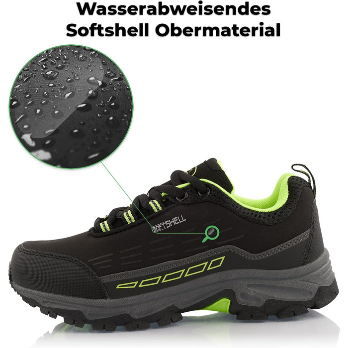 Черевики для трекінгу жіночі та чоловічі, водонепроникні, чорно-зелені, 37 EU