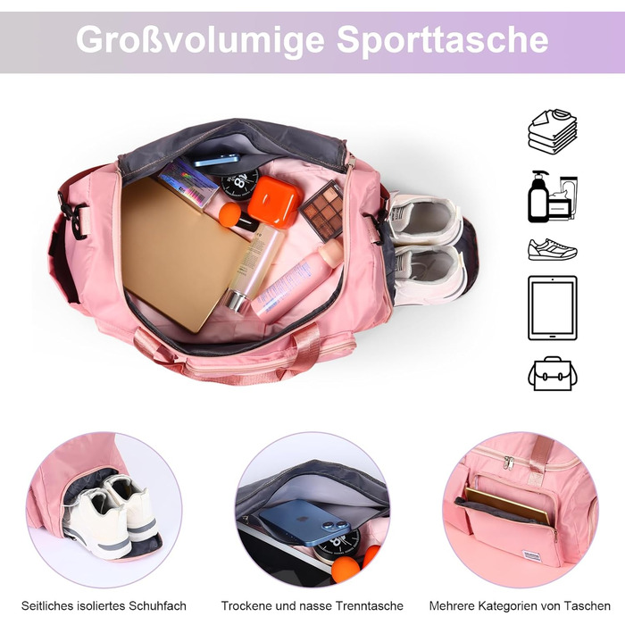 Персоналізована спортивна сумка з ім'ям для жінок та чоловіків, велика водонепроникна сумка для подорожей, фітнесу та йоги з відділенням для взуття та мокрих речей