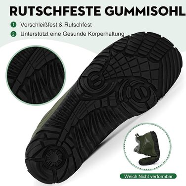 Чоботи для піших прогулянок Ruyi Barfußschuhe Winter Warm: тепла зимова модель для жінок та чоловіків, водонепроникні, з антиковзкою підошвою та широкою передньою частиною (армійний зелений, 44 EU)