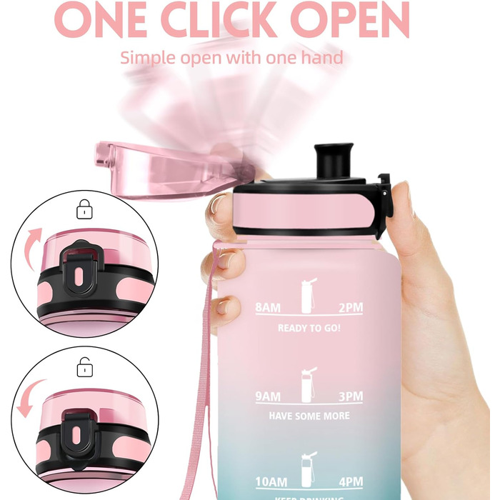 Фляга для води HoneyHolly 1л з фільтром, з маркуванням часу, для спорту, вело, йоги, активного відпочинку (чорний & червоний)