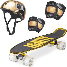 Скейтборд Mondo Gold Street Toys Chroma з LED колесами, шоломом та захистом, 55x15 см