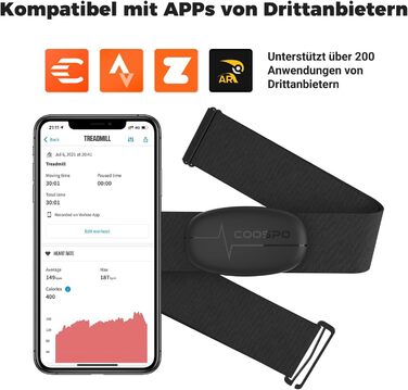 COOSPO H6M пульсометр: нагрудний ремінь з Bluetooth та ANT+ для Wahoo, Elite, adidas Run та інших