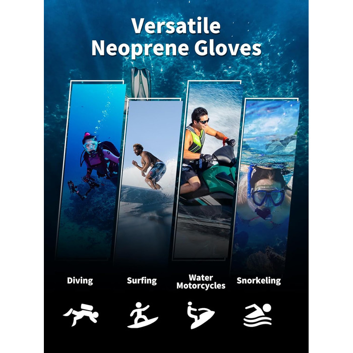 Чоловічі неопренові рукавички Sushall для плавання, серфінгу, каякінгу, дайвінгу, 3 шт., 5 мм, чорний (L)