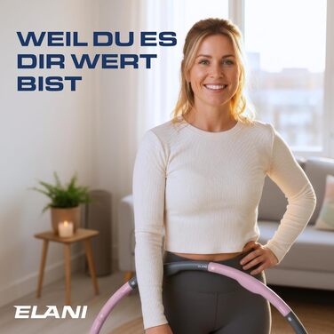 Hula Hoop ELANI 90см рожевий для схуднення: фітнес-обруч з хвилястою формою, 7-8 секцій, індивідуальне налаштування + посібник з тренувань
