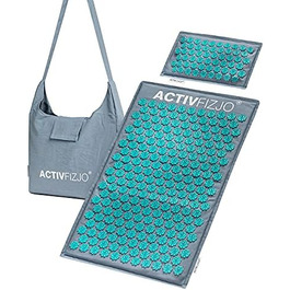 Акупунктурний килимок ACTIVESHOP ACTIVFIZJO Premium з подушкою, натуральний бірюзовий