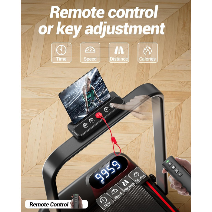 Lontek Walking Pad: Біговий килимок з нахилом 15% для дому з 2.5PS мотором та трійною амортизацією. Макс. навантаження 136 кг, чорний