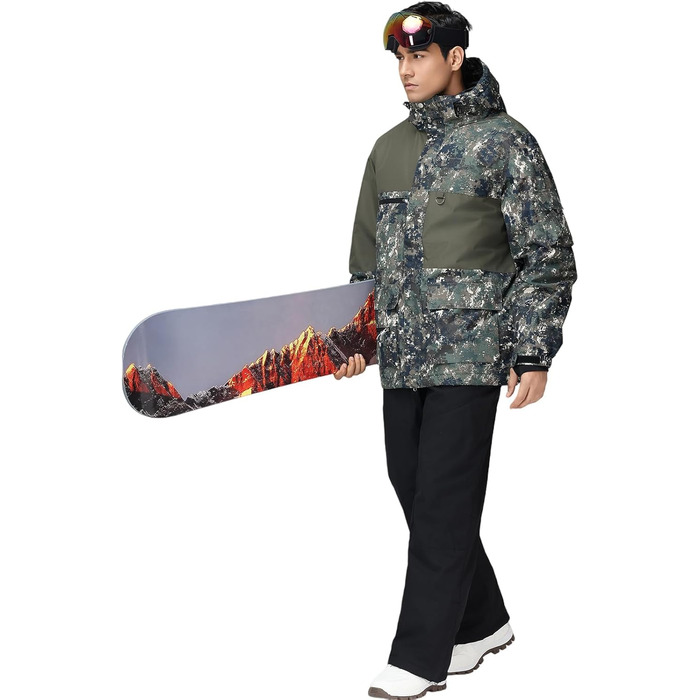 Сніговий костюм чоловічий HOUZONIY, теплий, вітронепроникний, 2-частинний, розмір L, чорний