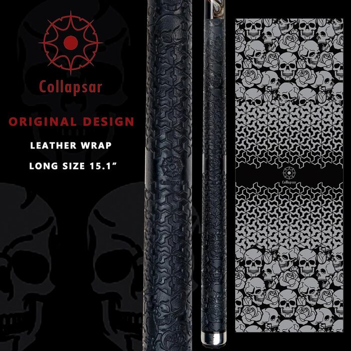 Професійний більярдний кий Collapsar CBP з чохлом, 13 мм наконечник, 147.3 см, 2-частинний, 538.6–595.3 г, 19 ounce. Комплект більярдного кия Skorpion Swing Ball