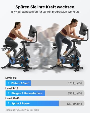 Велотренажер MERACH з магнітним опором, тихий, з покращеним амортизованим сидінням, власний додаток, стабільний H-фрейм, до 150 кг, блакитний з екраном