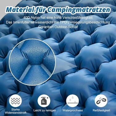 Килимок для кемпінгу Cieex Isomatte двомісний, самонадувний, легкий, водонепроникний з насосом та подушками