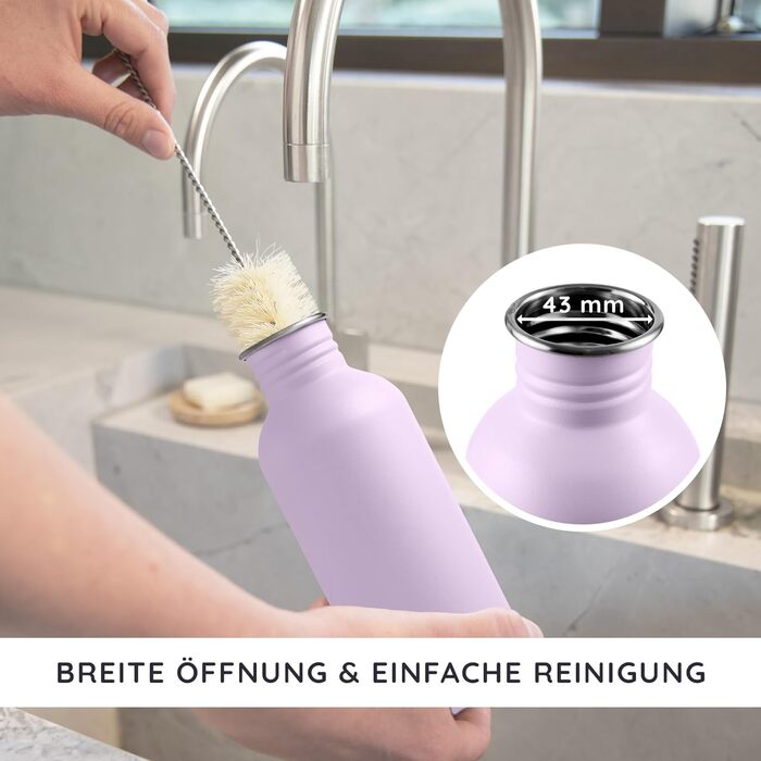 Водяна пляшка Bambaw з нержавіючої сталі 1л | Багаторазова еко-пляшка | Для кемпінгу та походів | Без пластику | Спортивна пляшка, не протікає (500 мл, фіолетовий)