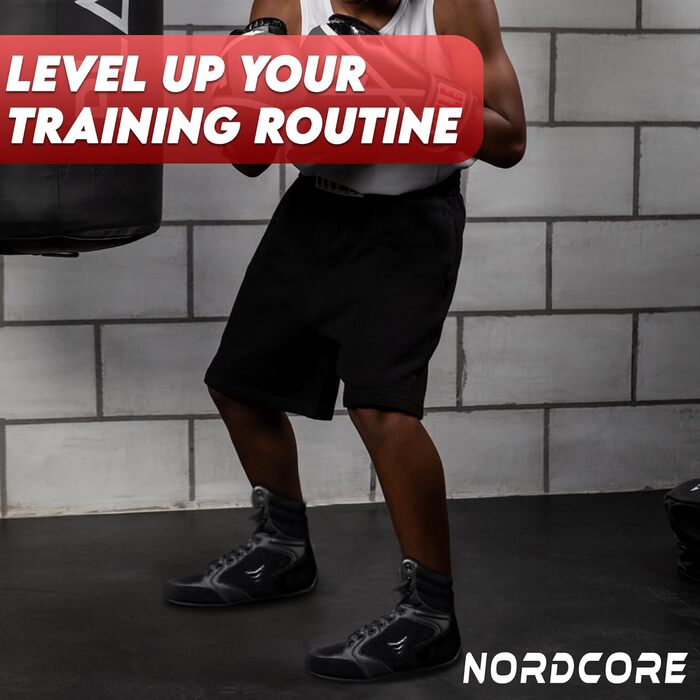 Боксерські кросівки Nordcore Mat Ace - Легкі кросівки для бойових мистецтв та важкої атлетики - для чоловіків та жінок, 39 EU, Чорний