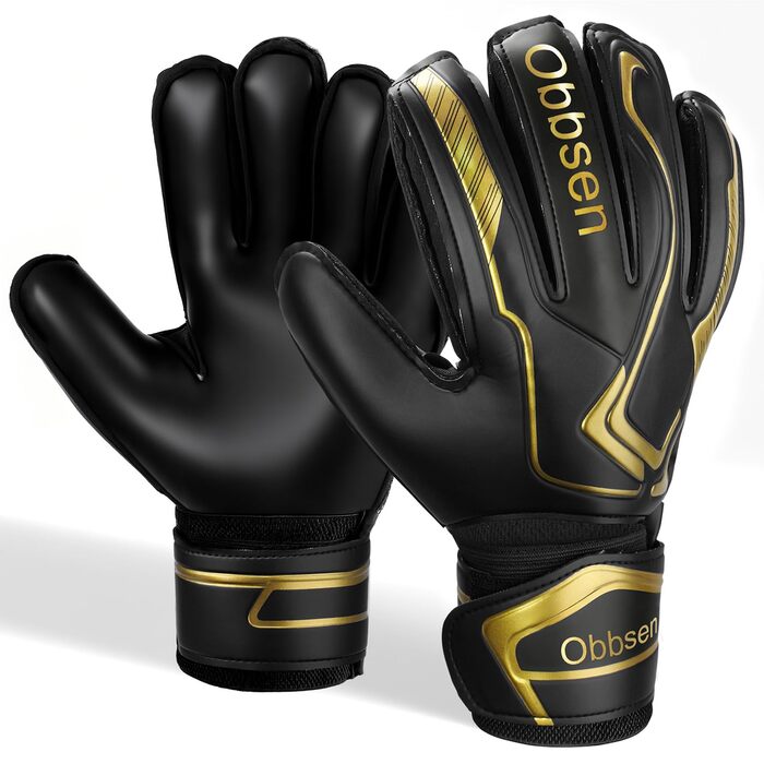 Воротарські рукавиці JOYJ з FingerSave, дитячі унісекс, для футболу, Super-Grip, товстий латекс, чорні (5)
