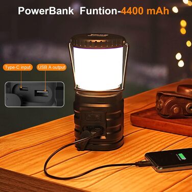 Ліхтар кемпінговий Tavaler 8000 mAh з USB-C, LED, водонепроникний IP65, Power Bank, для туризму та відпочинку на природі