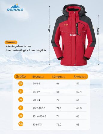 Зимова куртка Rdruko для жінок: водонепроникна, флісова, для сноуборду та гірських походів, яскраво-червона, розмір L