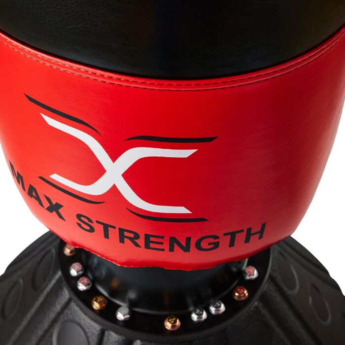 Вільностоячий боксерський мішок MAXSTRENGTH 1,7 м, міцний, для MMA, UFC, тренувань з бойових мистецтв, Strike 360, чорний/червоний