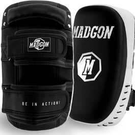 Набір ударних подушок для ніг MADGON (2 шт) для MMA, кікбоксингу та муай-тай, преміум-набивка для амортизації ударів, чорно-білі