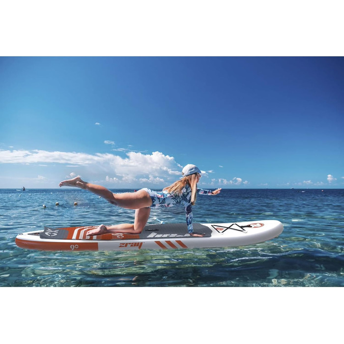 Надувний SUP дошка ZRAY SUP X0 Stand Up Paddle Board Комплект оранжевого кольору, 275x76x13 см, для 1 особи. В комплекті: весло, сумка, насос. Ідеально для дітей та початківців.