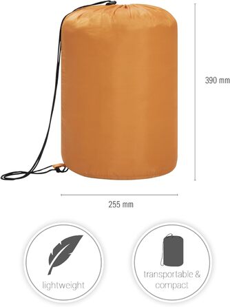 Спальний мішок Paco Home для дорослих та дітей. Дихаючий, водонепроникний, для кемпінгу та подорожей. Оранжевий, 220x70x4 см