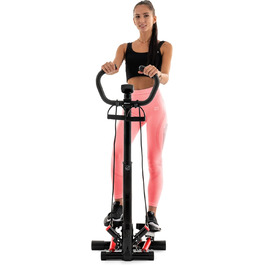Степпер Hop-Sport HS-055S з поручнем, тренувальні еспандери, регульована висота, комп'ютер, чорний-червоний