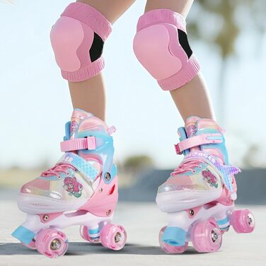 Дитячі ролики Kinder - регульовані, рожеві, для дівчаток та хлопчиків, 4 розміри, для початківців, для залу та вулиці (36-40 EU)