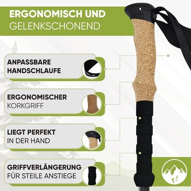 Телескопічні палиці для скандинавської ходьби та трекінгу з карбону та алюмінію, з корковими ручками, для чоловіків та жінок