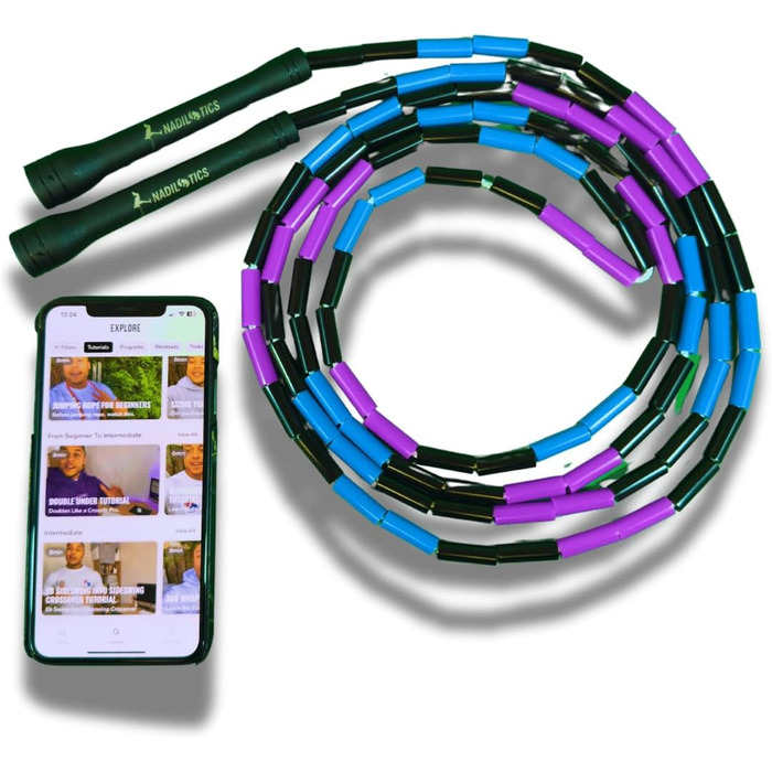 Стрибкове канат Elevate Rope Professionelles Perlen - 3м, регульований, якісні намистини та полішнур, для фрістайлу, кардіо та трюків, підходить для всіх рівнів, для використання в приміщенні та на вулиці (Galaxy)