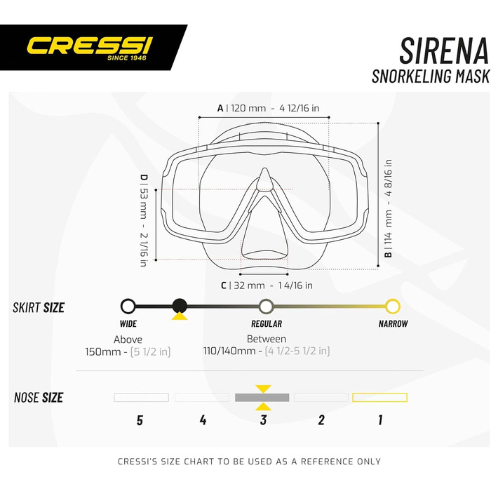 Набір для підводного плавання Cressi Sirena & Island 2.0, маска та трубка, універсальний розмір, унісекс, чорний