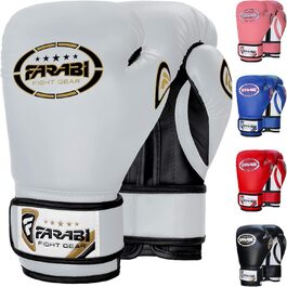 Дитячі боксерські рукавички Farabi Sports 6oz/8oz - білі для боксу, ММА, муай-тай, кікбоксингу та спарингу
