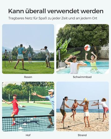 SONGMICS Сітка для бадмінтону/волейболу, регульована висота, портативний набір, 3м/4м/5м, для саду, парку, на вулицю