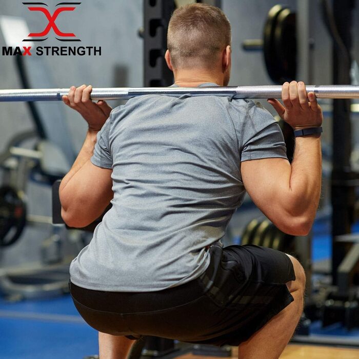 Гриф для штанги MAXSTRENGTH 1,2 м, 5,1 см, хромований, з пружинними замками, нековзна ручка, сталевий, для бодібілдингу, фітнесу, тренувань