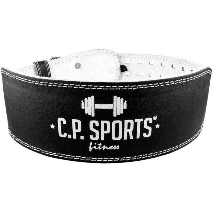 Шкіряний пояс для важкої атлетики C.P. Sports, XXS-6XL, чорний/білий, для пауерліфтингу, бодібілдингу, фітнесу, анатомічний, для жінок і чоловіків