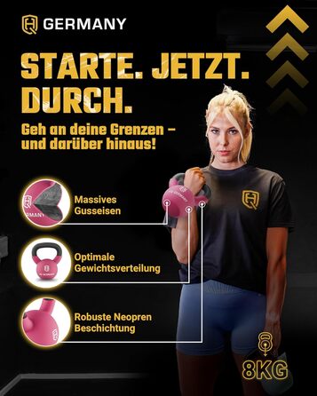 Гантель з неопрену HQ Germany® Vollguss 2-32 кг | Комплекти для початківців | Точність ваги ±2,0%