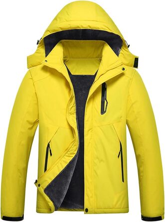 Чоловіча зимова куртка для катання на лижах з водонепроникним покриттям, вітрозахисна, з капюшоном. Підходить для сноубордингу та захисту від дощу. Колір: жовтий