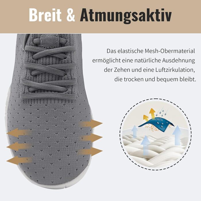 Жіночі босі кросівки для занять спортом та фітнесом. М'які, дихаючі, з антиковзкою підошвою. Розмір 44 EU, сірий колір.