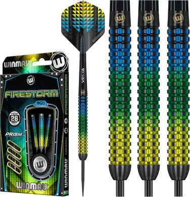Дротики WINMAU Firestorm Profi вольфрамові Steeltip 28г з оперенням і шафтами