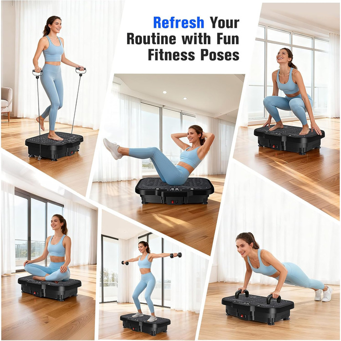 Віброплатформа для дому: тренування всього тіла, жироспалювання, 1-180 рівнів інтенсивності, чорний колір