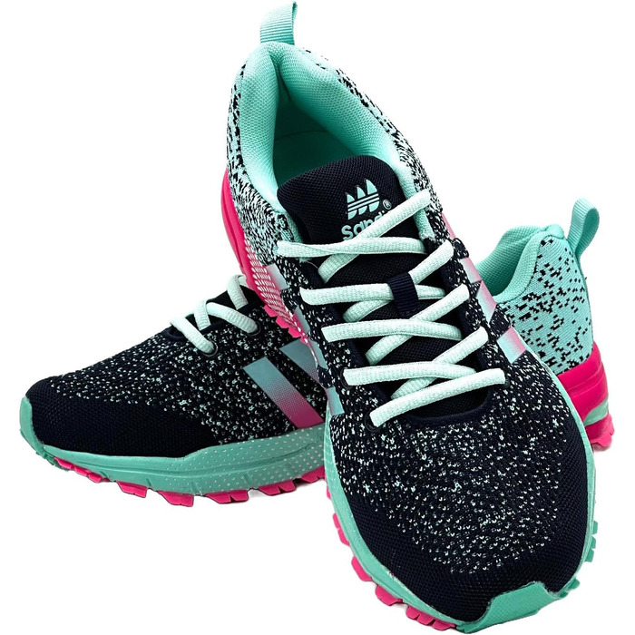 Кросівки для бігу чоловічі та жіночі, спортивні, повсякденні, для активного відпочинку, включаючи великі розміри (39 EU, темно-синій, зелений, фуксія)