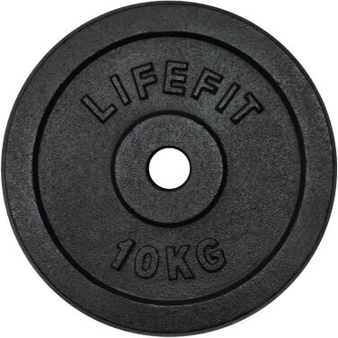 Диск для штанги LIFEFIT, чорний, 10 кг, для тренувань