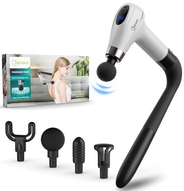 Масажер для тіла Cotsoco з подовженим насадженням, масажний пістолет для спини з 4 насадками та 6 рівнями швидкості, подарунок для чоловіків та жінок, чорний