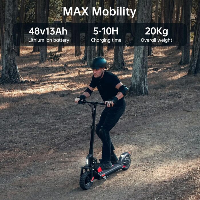Електросамокат для дорослих C1 Pro, 10'' позашляхові шини, подвійний амортизатор, складний, LED фара