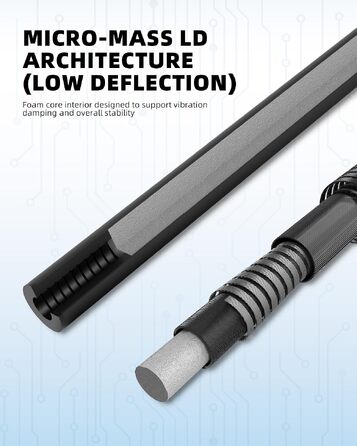 Карбоновий шафт для більярдного кия KONLLEN BlackShaft Radial 11.5 мм, Low Deflection, Pro-Taper, поміранчева накладка, з'єднання 3/8×8 або Uni-Loc, 74 см